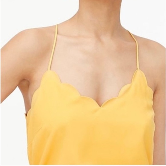 J.Crew | Golden Yellow Scalloped Racerback Cami Top Size 2/XS Summer Spring - Picture 1 of 9